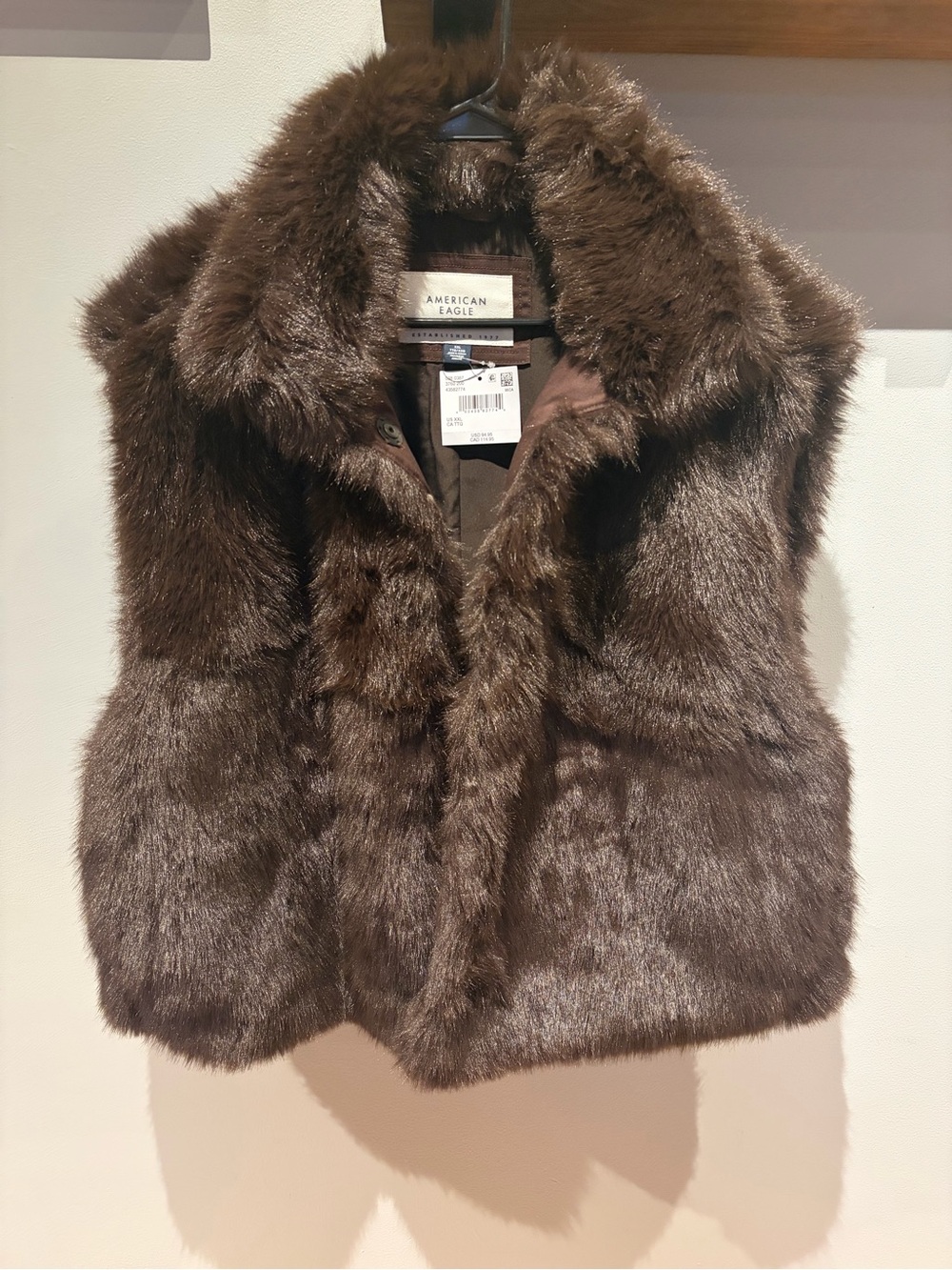 American Eagle Outfitters Dark Brown Faux Fur Vest